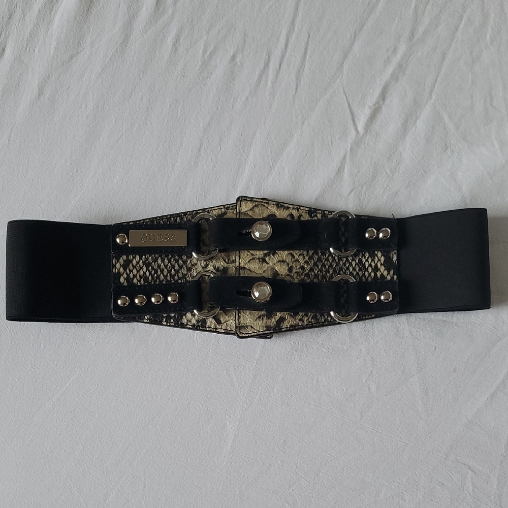 Guess Black and Snake Print Belt